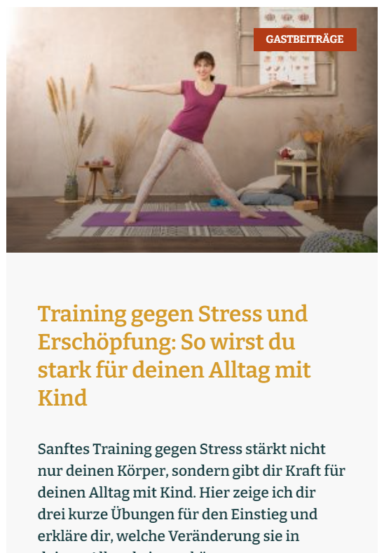 Gastartikel von Regina Schmitt bei familiengarten.org: Training gegen Stress und Erschöpfung